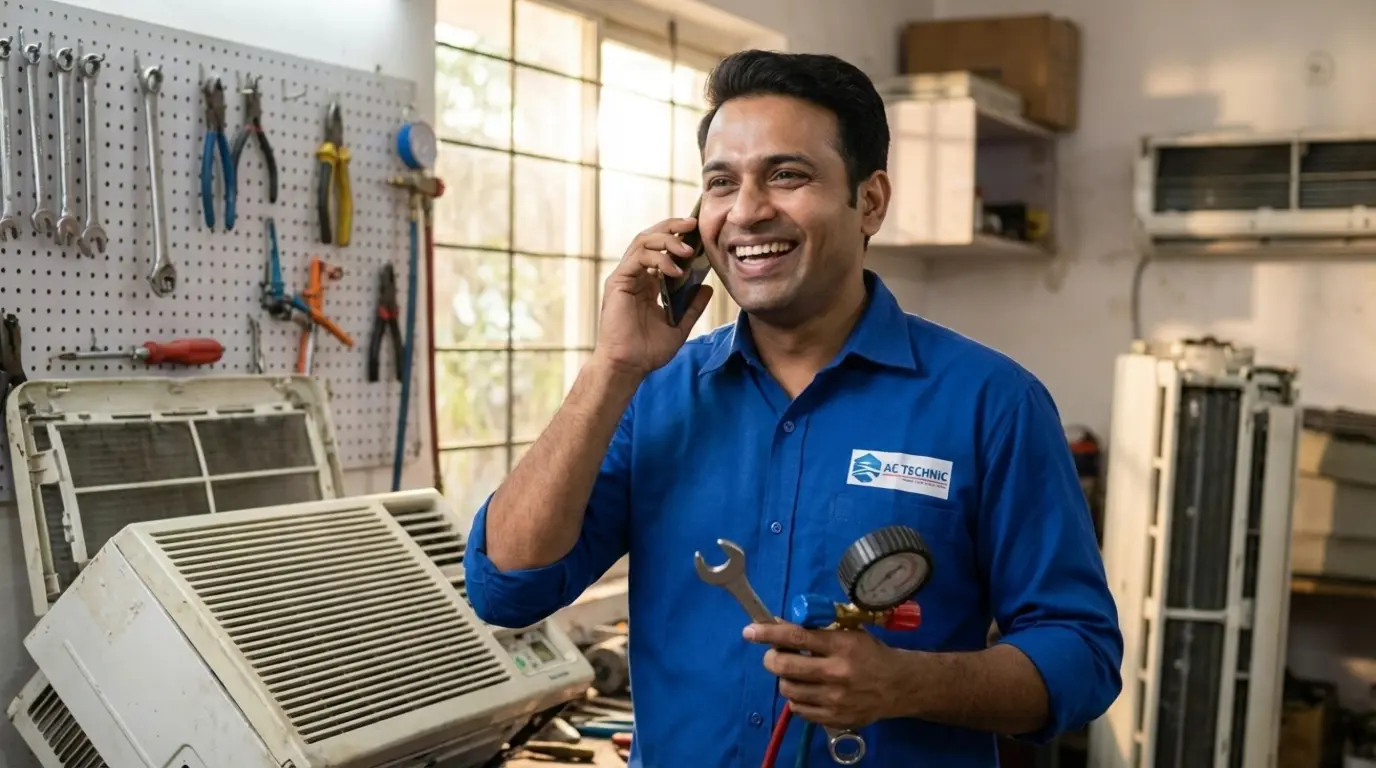 Technician receiving calls